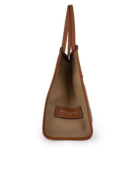 Borsa Shopping Marcella in canvas Corda GIANNI CHIARINI | BS 6850 COMMCORDA-CUOIO-CARAMEL